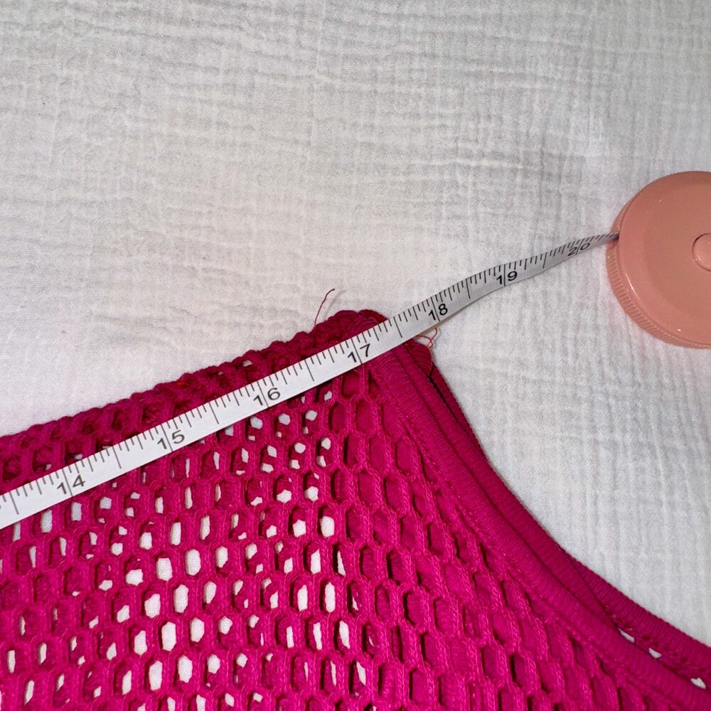 Vintage 80s Michael Carrie Fuchsia Mesh Crop Batwing Top Women's Medium Festival - Picture 16 of 16